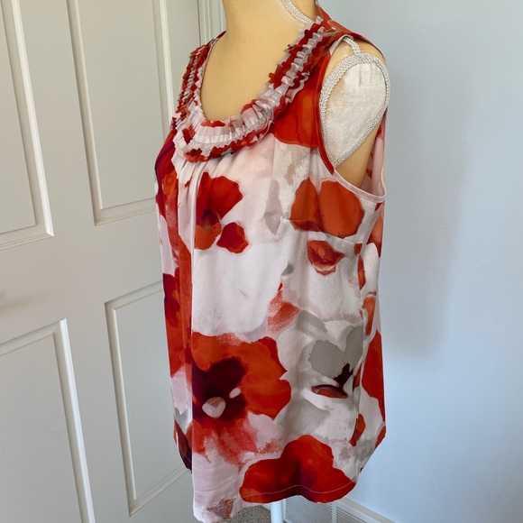 Loft Large Sleeveless Blouse - Lightweight Sassy Red Pattern - Picture 3 of 6